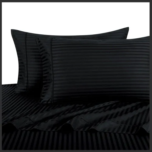 Miniatura 5 de Royal Hotel Bedding Funda de edredón de 300 hilos, 3 piezas, color dorado a rayas, 100% algodón
