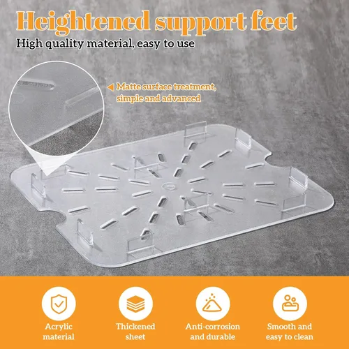Miniatura 4 de Zubebe 6 piezas de estante de drenaje de plástico para tamaño bandeja de alimentos transparente rejilla de plástico acrílico bandejas de drenaje