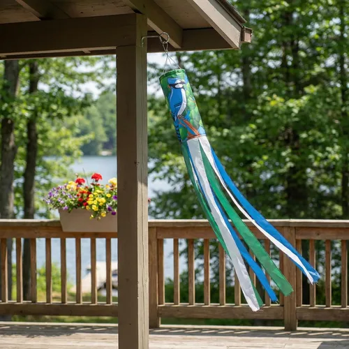 Miniatura 3 de Madrona Brands Blue Jay Bird Windsock para exteriores de 60 pulgadas Calcetines de viento colgantes decorativos duraderos para exteriores patio