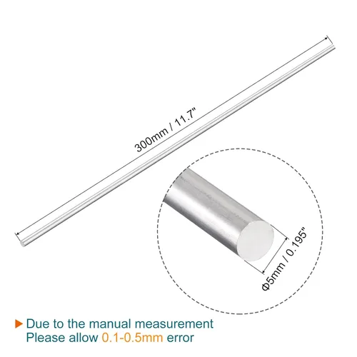 Miniatura 2 de MECCANIXITY Varilla redonda sólida de aluminio de 0.197 in de diámetro, 11.811 in de longitud, para manualidades, paquete de 1 unidad