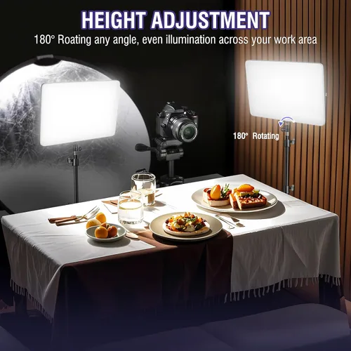 Miniatura 5 de Kit de luz de video LED de 2 unidades con soporte de trípode de 160 cm, luz de estudio regulable de 2500K-8500K para fotografía, iluminación
