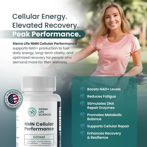 Miniatura 3 de Rendimiento celular NMN – 500 mg de mononucleótido de nicotinamida para apoyo de NAD+, energía celular y recuperación – Suplemento de longevidad