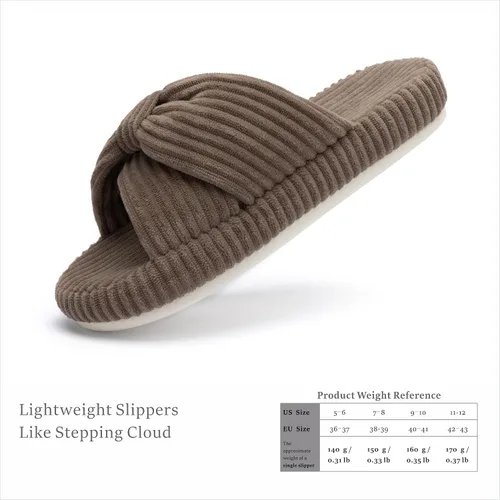 Miniatura 3 de Chantomoo - Pantuflas para mujer, de espuma viscoelástica, para el dormitorio, con lazo de pana, con bandas cruzadas, cómodas, modernas, para regalo