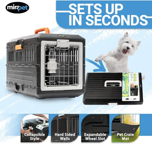 Miniatura 2 de Transportador Mirapet USA para mascotas y jaula de 53.34 cm - Diseño plegable premium para gatos y perros - Caseta portátil para mascotas pequeñas