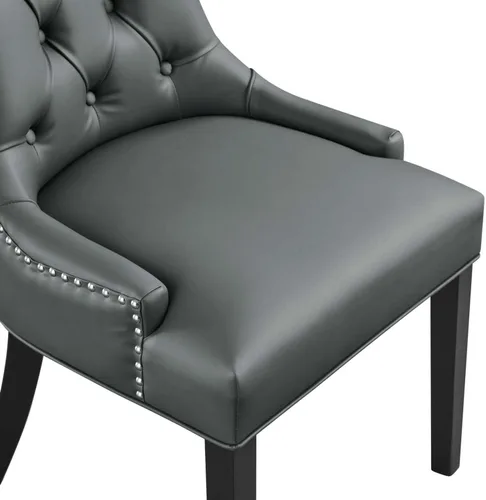 Miniatura 8 de Regent - Silla de comedor de cuero vegano copetudo en color gris