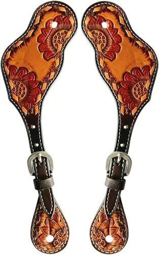 Correas de espuelas de cuero para adultos, estilo occidental, para mujeres, para equitación, carreras de barril, espectáculos y rodeo, correas para