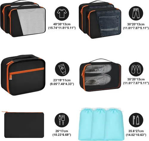 Miniatura 2 de DIMJ Cubos de embalaje, cubos de embalaje con diseño de malla para maletas, cubos de embalaje duraderos de viaje, paquete de 10