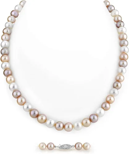 The Pearl Source Freshwater Pearl Necklace for Women - Pearl Strand Necklace Multi-Color Pearl Necklace with Genuine Cultured Pearls
