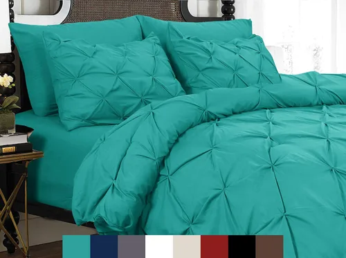 Miniatura 14 de Elegant Comfort Juego de funda de edredón de microfibra ultrasuave con cierre de botón plisado, 3 piezas, resistente a las arrugas, decoración