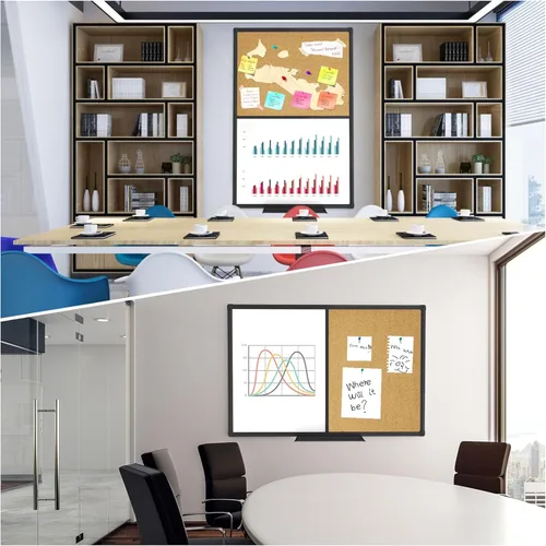 Miniatura 7 de XBoard Pizarra magnética 48x36 - Pizarra combinada de borrado en seco/tablero de corcho, pizarra blanca magnética + tablero de corcho con marco