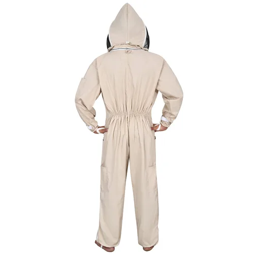 Miniatura 3 de Suit-111 Traje de apicultura profesional con protección total, velo de esgrima de seguridad de algodón transpirable (grande, caqui)