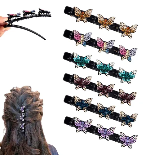 Miniatura 21 de Pinzas para el cabello trenzadas con piedra de cristal brillante para mujeres y niñas, pinzas para el cabello con diamantes de imitación 2025