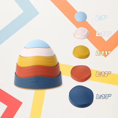 Miniatura 2 de 5 piedras de equilibrio vibrantes y temáticas naturales para fomentar el equilibrio de los niños pequeños y las habilidades motoras gruesas