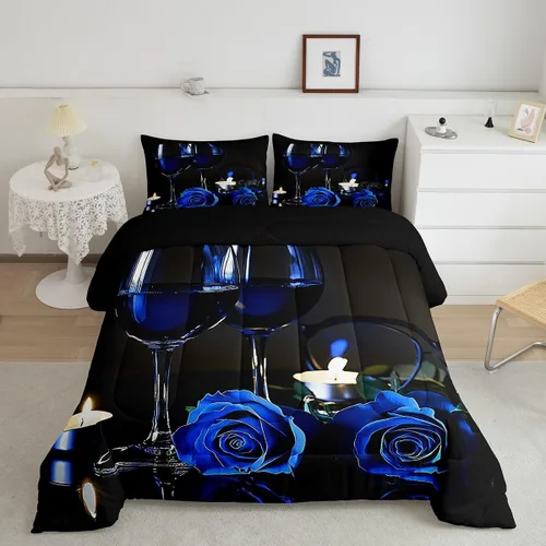 Miniatura 2 de Juego de edredón de videojuegos para niños y adolescentes, juego de ropa de cama de videojuegos azul y negro, ropa de cama para decoración del hogar