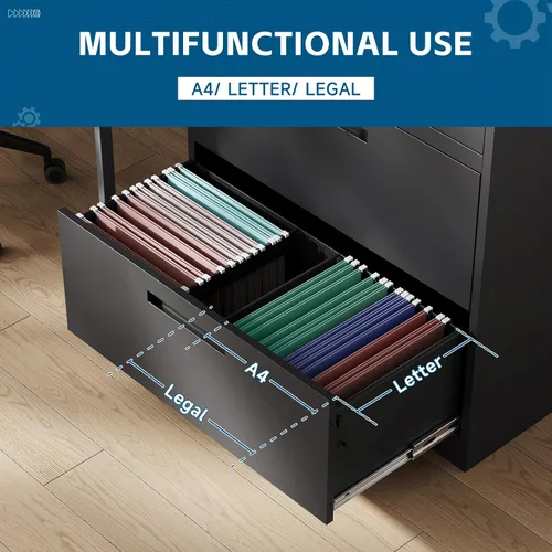 Miniatura 4 de PEUKC Archivador de 2 cajones, archivadores laterales para oficina en casa, cajones de almacenamiento de oficina con cerradura, archivos colgantes