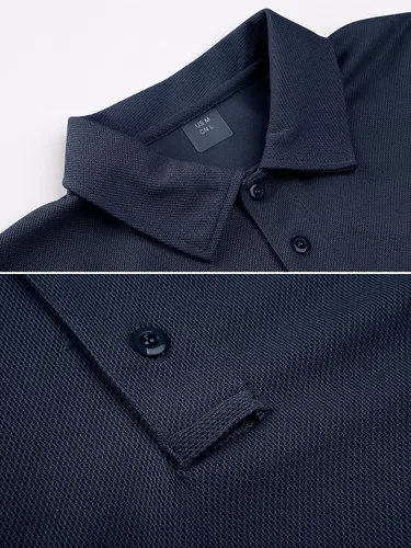 Miniatura 3 de MAGCOMSEN Camisas polo para hombre, 3 botones, secado rápido, manga larga, tácticas, camisa de golf