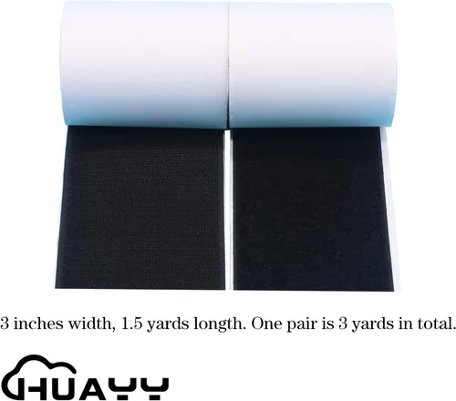 Miniatura 2 de HUAYY 3 pulgadas de ancho 1.5 yardas de largo Hojas autoadhesivas de estilo de gancho y bucle Parche de nailon con pegamento súper adhesivo