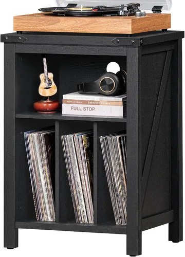 Joaxswe Soporte para tocadiscos con almacenamiento de discos de vinilo, capacidad para hasta 160 álbumes, mesa giratoria grande de madera, estante
