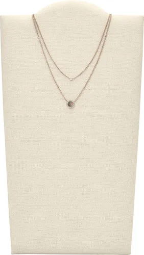 Miniatura 2 de Fossil collar con dije de acero inoxidable en tono rosa dorado para mujer