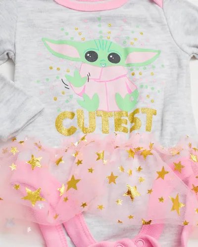 Miniatura 4 de STAR WARS Baby Yoda - Body de manga larga para bebé recién nacida con tutú y diadema