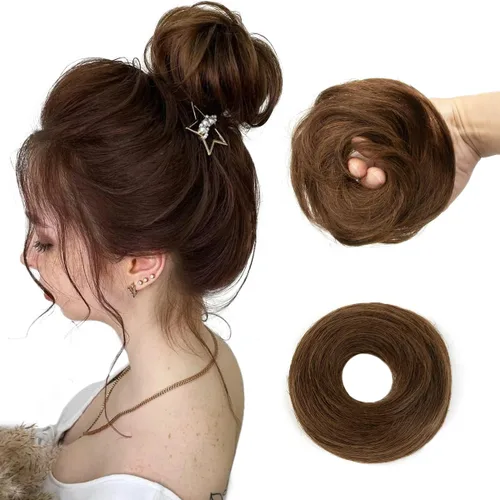 Miniatura 34 de Moño de Cabello Humano 100%, Moño Desordenado Pieza de Cabello Extensiones de Cabello Humano Real Moño de Cabello Rizado Natural Piezas de Cabello
