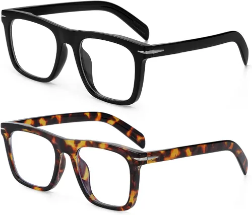 Miniatura 18 de Gafas de bloqueo de luz azul de moda con marco cuadrado para hombres y mujeres, gafas de computadora sin receta, 01 Negro