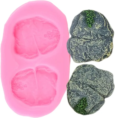 Miniatura 5 de Mujiang Juego de 3 moldes de silicona con textura de piedra de hada, gnomo, jardín, piedra, camino de piedra, para manualidades, arcilla polimérica