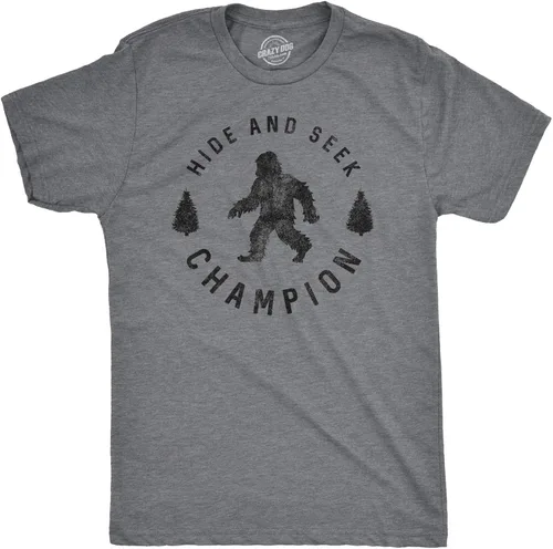 Camiseta para hombre Hide and Seek Champion divertida camiseta de pie grande con estampado gráfico de humor genial, Gris jaspeado oscuro
