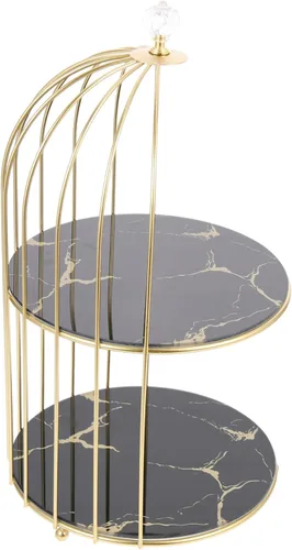 Beavorty Soporte de 2 niveles para tartas con forma de jaula de pájaros, soporte de metal para cupcakes, soporte para tartas, bandeja para servir