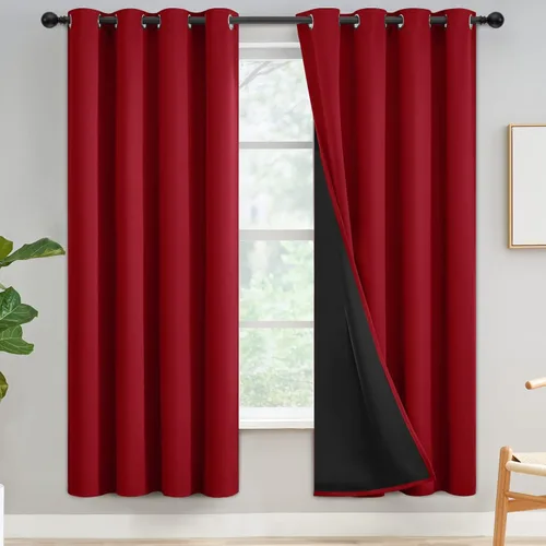 Miniatura 326 de Yakamok Cortinas negras, cortinas de ventana con aislamiento térmico y eficiencia energética para dormitorio, cortinas opacas completas y cortinas