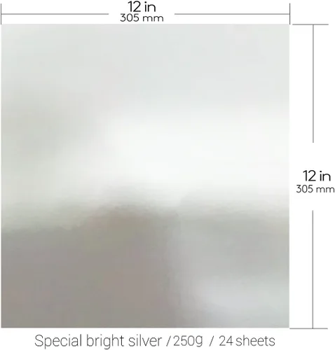 Miniatura 2 de KODAMAA Cartulina cuadrada de 12 x 12 pulgadas / 12.0 x 12.0 in., papel metálico brillante multiusos perfecto para manualidades de festivales, Plata