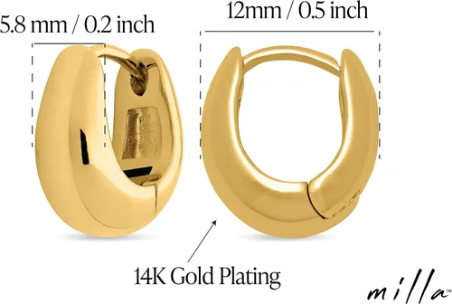 Miniatura 3 de MILLA Aretes tipo huggie de oro de 14 quilates o plata de ley para mujer, paquete múltiple e individuales, aretes para mujer, aretes de moda Y2K