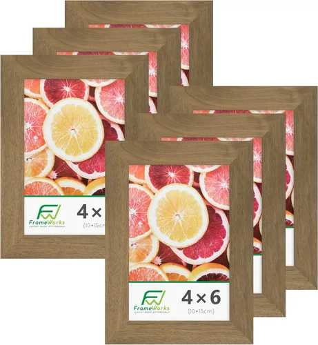 Miniatura 96 de FrameWorks Marcos de fotos clásicos de madera 4 x 6 con vidrio templado, roble natural, paquete de 6 Roble natural-6