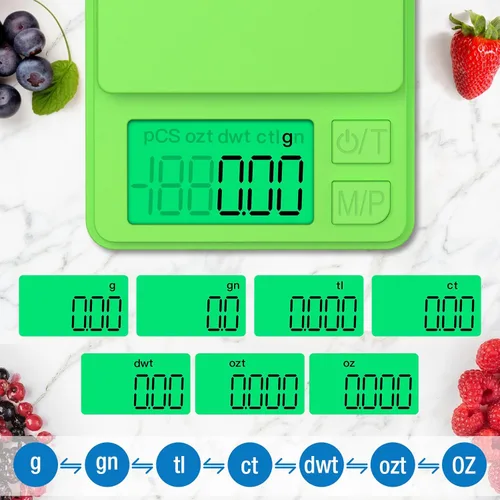 Miniatura 4 de Escala de gramos digital de bolsillo, Diyife 1000g/0.01g de alta precisión, mini escala de 7 unidades de conversión con pantalla LCD, función