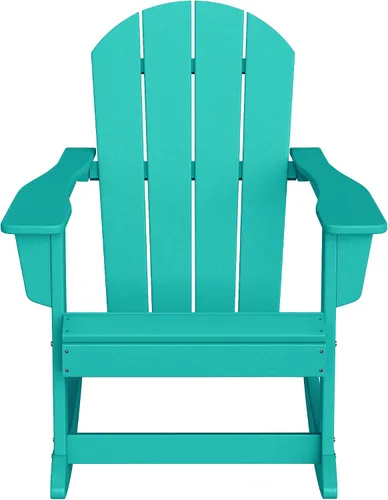 Miniatura 120 de WestinTrends Silla mecedora Malibu de poliéster para exterior/patio Adirondack, Negra