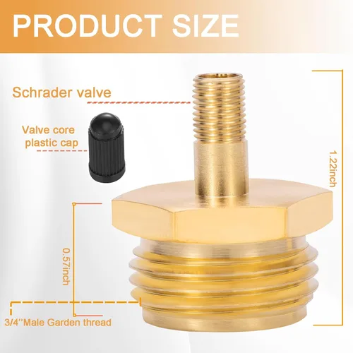Miniatura 5 de Tapón de Soplado de Latón para RV, Válvula de Inflado de Neumáticos a Grifo de Manguera de Jardín Macho, Adaptador de Soplado para Winterización