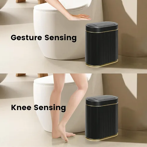 Miniatura 6 de ELPHECO - Cubo de basura de baño con tapa mariposa, papelero con sensor de movimiento para baño, papelera decorativa automática, accesorios de baño