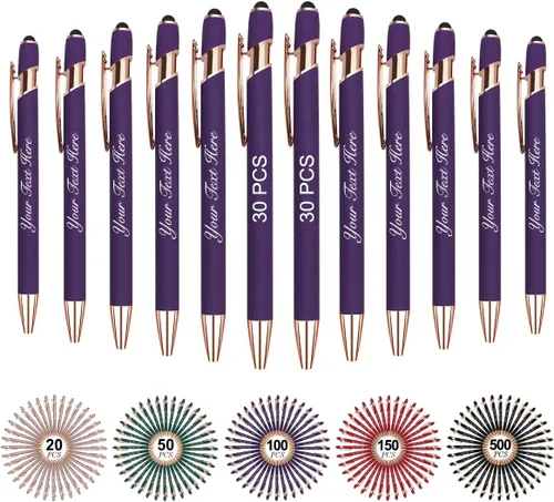 Miniatura 30 de Bolígrafos personalizados personalizados con nombre y texto a granel, 10 bolígrafos personalizados con grabado gratis, regalo para mujeres