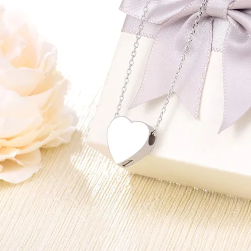 Miniatura 2 de Collar con urna de corazón de plata de ley 925 para cenizas, joyería conmemorativa de cremación