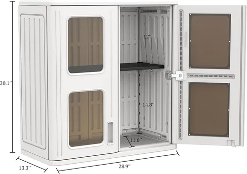 Miniatura 6 de Mrosaa Armario de almacenamiento impermeable para interiores y exteriores con estante, 13.3 pulgadas de profundidad x 28.9 pulgadas de ancho x 30.1