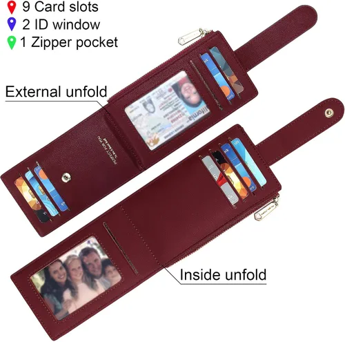 Miniatura 3 de ZRTARY Slim Card Holder Wallets for Women RFID Bifold Card Case Money Organizer with Zipper Pocket