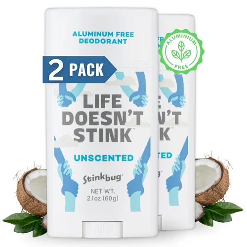 Stinkbug Naturals - Desodorante orgánico sin aluminio con aceite de coco y aceites esenciales, sin parabenos, desodorante para piel sensible, 2.1