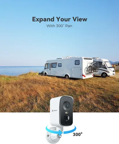 Miniatura 3 de COCOCAM 4G Cámara de seguridad celular magnética portátil inalámbrica, cámara 2K para interior/exterior para RV/camping/viajes, 300° panorámica