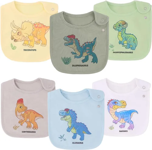 Miniatura 12 de Maiwa - 6 paquetes de baberos impermeables de algodón para bebés, niñas y niños, con broches para babeo y alimentación Multi0603