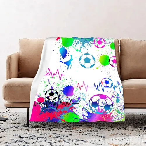 Miniatura 60 de Manta de fútbol para niñas, regalos de fútbol para niñas y niños, manta de franela de forro polar suave y cálida para niñas, regalos de fútbol