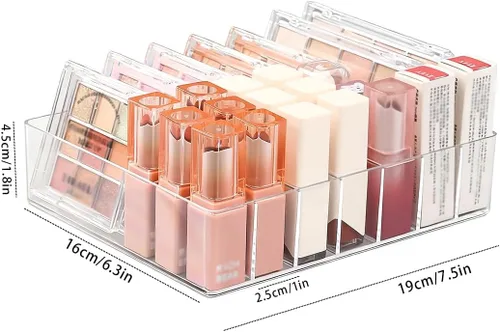 Miniatura 6 de Organizador de Maquillaje para Paleta de Sombras de Ojos y Organizador de Lápiz Labial, Organizador de Paleta de Maquillaje de 7 Secciones Divididas