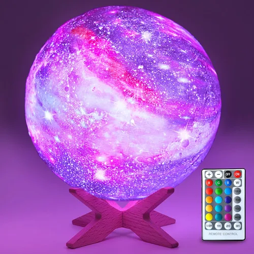 Miniatura 9 de Lámpara de luna de 4.3'' para niños, luz nocturna, lámpara de galaxia, 16 colores, luz LED con control táctil y remoto, lámpara de mesita de noche