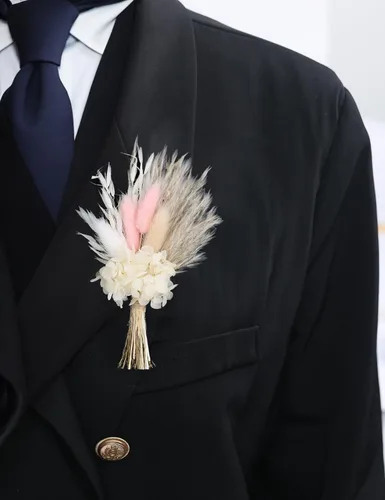 Miniatura 9 de Mini ramo de flores secas (paquete de 6), ramo de flores secas para centros de mesa de boda bohemia, hierba de pampas seca. (Blush)