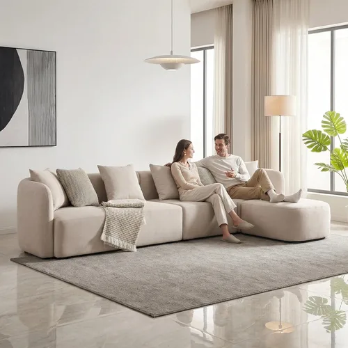 Sofá modular de 118 pulgadas con otomana, sofá seccional de asiento profundo para sala de estar, sofá en forma de L para apartamento, cómodo sofá de