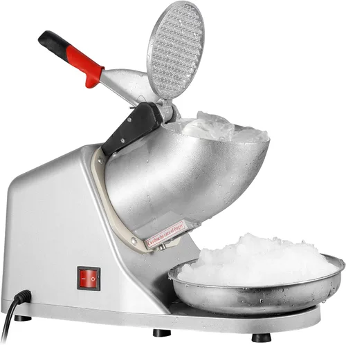 Zeny Máquina trituradora de hielo, eléctrica, para hacer conos de nieve, de acero inoxidable, 145 libras por hora Plateado
